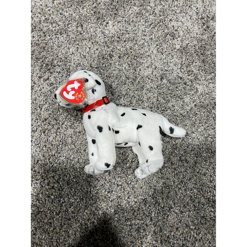 Ty Beanie Baby Rescue Dalmatian Dog Plush American Flag Patch Red Collar 2001